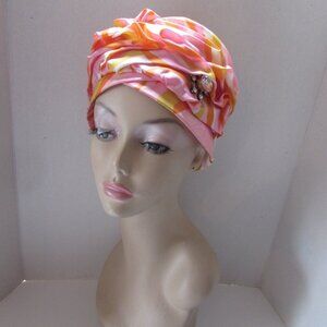 SALE Bright Vintage Turban Style Hat Citrus Colors Pasadena Hats